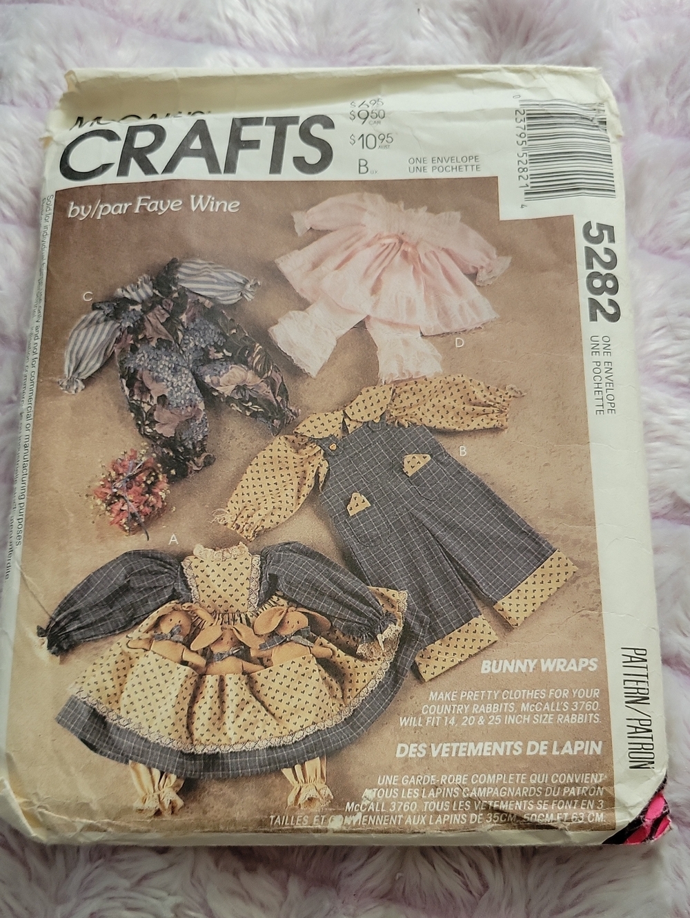 Vintage McCalls 5282 Bunny Wraps Sewing Pattern Country Rabbit Clothes Faye Wine